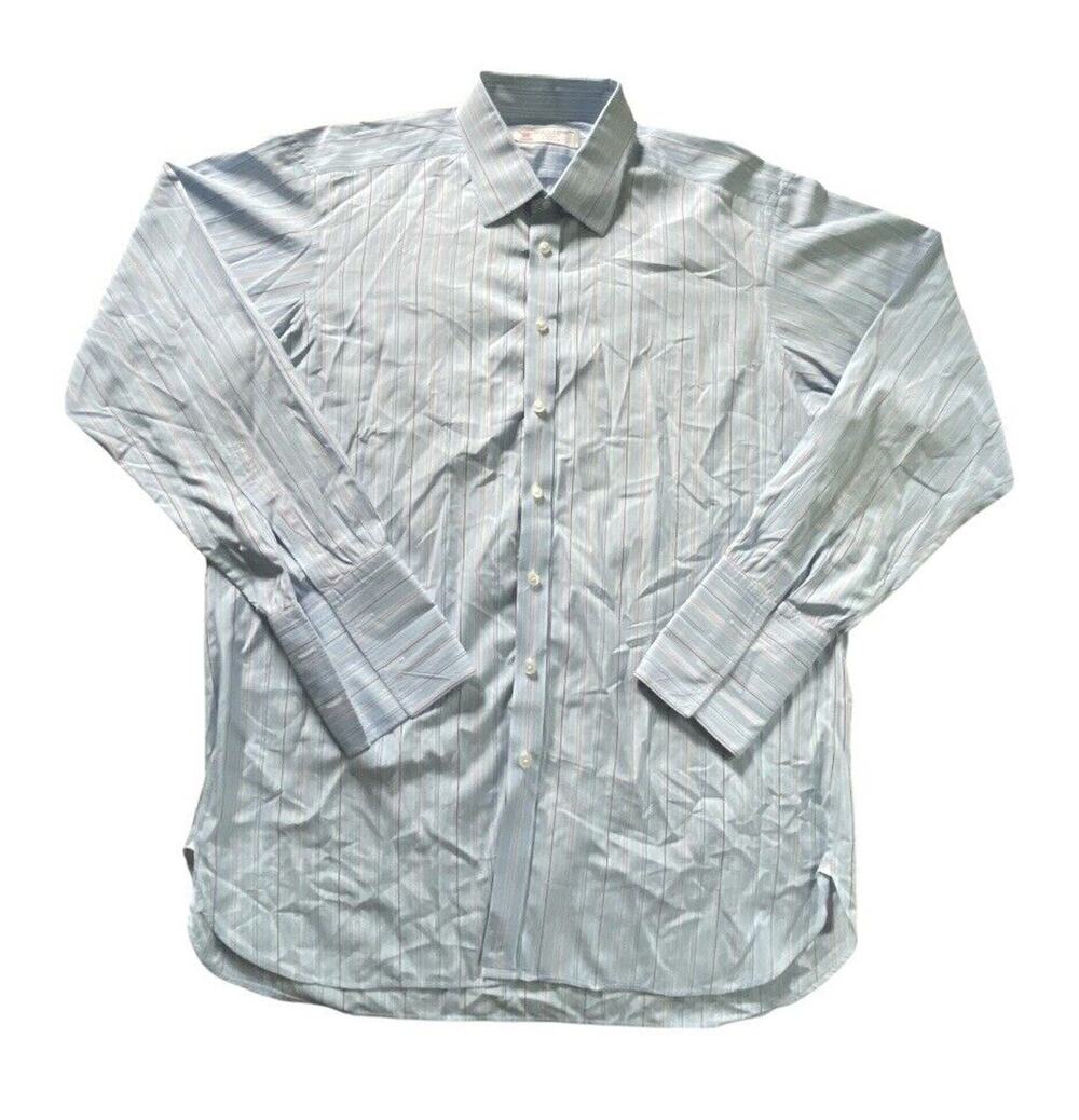Turnbull & Asser Button Up Shirt Mens XXL / 17.5 Blue LS Exclusive Stripes UK